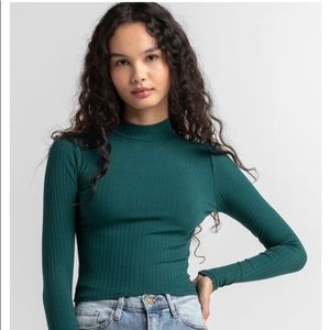 FULL TILT Green Mock Neck Top